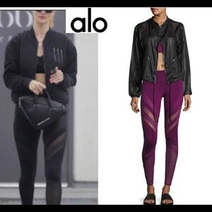 Alo Celebrity Fave Rare purple Epic Matte & Glossy Mesh Leggings Sz S